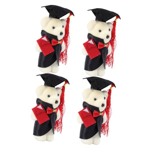 LALADEFIEE 4 Stück Mini-Plüschbär Little Bear Graduation Bear Spielzeugbär Plüschbär Bouquet Dekoration Party entzückendes Plüschbärenspielzeug Bär Spielzeug Ornament Schaum von LALADEFIEE