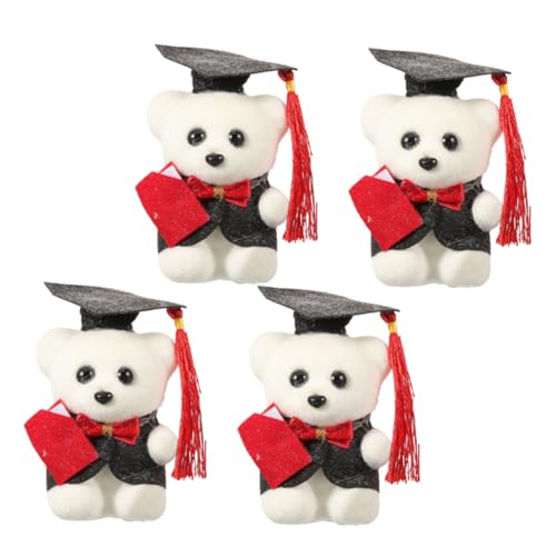 LALADEFIEE 4 Stück Mini-plüschbär Bär Spielzeug Ornament Weiche, Flauschige Puppe Abschlussfeier-Dekoration Dekorativer Graduierungs-plüschbär Zarter Ausgestopfter Bär Abschluss Bär Filzstoff von LALADEFIEE