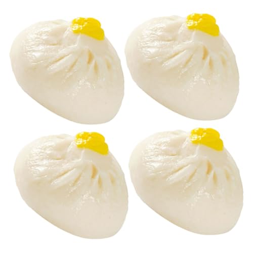 LALADEFIEE 4 Stück Modell Mit Puddingbrötchen Modell Mit Gedämpften Gefüllten Brötchen Tu So, Als Würdest Du Essen Spielen Gefälschtes Gedämpftes Gefülltes Brötchenmodell Küchenspielzeug PVC von LALADEFIEE