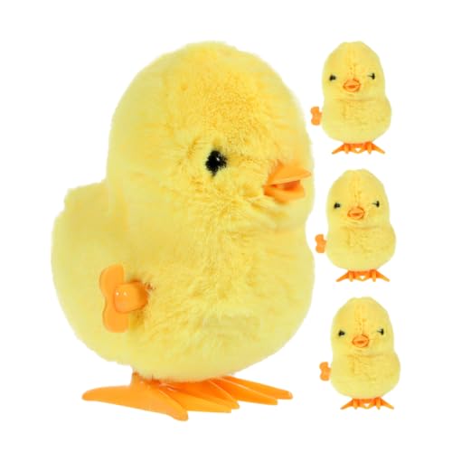 LALADEFIEE 4 Stück Springendes Gelbes Huhn Hühnerspielzeug Für Kinder Aufziehspielzeug Für Kleinkinder Osterkörbchenfüller Spielzeug Für Küken Spielzeug Zum Aufziehen Osterküken Plüsch Yellow von LALADEFIEE