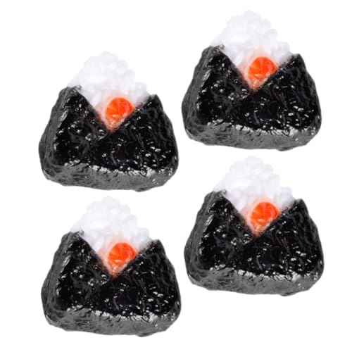 LALADEFIEE 4 Stück Sushi-reisbällchen Mini-Snack-Modell-dekor Miniatur-dekor Winzige Reisbällchen-Ornamente Mini- Japanisches Essen Puppenhaus-Snack Miniatur-Snack Mini-Ornament PVC Black von LALADEFIEE