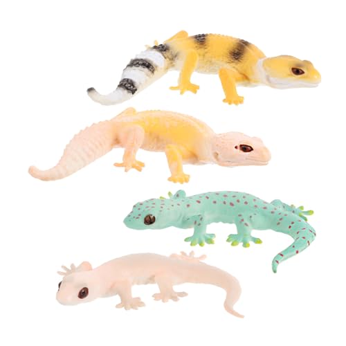 LALADEFIEE 4 Stück Tiermodell Reptilien-tierfiguren Simulation Tierfigur Gecko-Modell Gecko-Dekoration Miniatur-Gecko Gefälschte Gecko-Figuren Gecko-Statue Simulation Gecko-Figur Plastik von LALADEFIEE