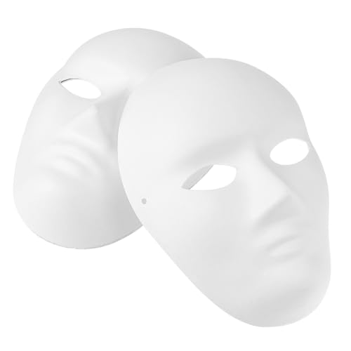 LALADEFIEE 4 Stück halloween masken hallowen masks gruselige masken faschings masken scary mask karneval party maske klar bemalbare Masken Blankomasken aus Zellstoff zum Bemalen Papier Weiß von LALADEFIEE