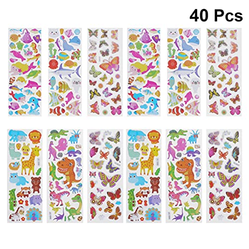 LALADEFIEE 40 Blätter DIY Handwerk Aufkleber Kinder Spielset Laptop-Aufkleber Mädchenaufkleber Für Kinder Scrapbooking-Aufkleber Basteln 3D-Aufkleber Für Kinder Farbige Aufkleber von LALADEFIEE