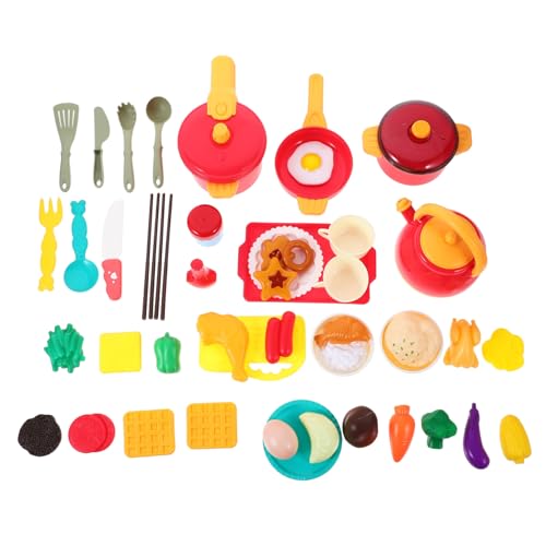 LALADEFIEE 49 Teiliges Kinder Küchen Spielzeug Set Mit Kochgeschirr Besteck Und Waffeln Simulationsspielzeug Für Kreative Rollenspiele Inklusive Kinder Spülbecken Und Toaster Für von LALADEFIEE