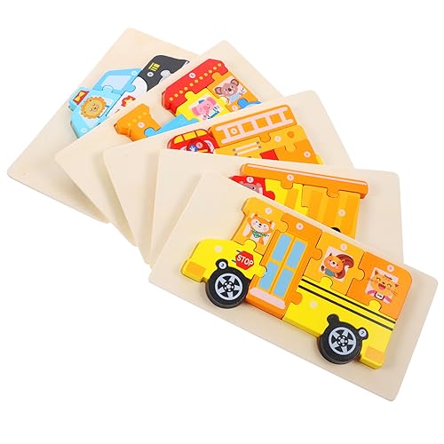 LALADEFIEE 5 Sets Cartoon Holzpuzzle Spielzeug Für Puzzle Kinderspielzeug Kinderspielzeug Holzpuzzle Lernpuzzle Spielzeug Holzpuzzle Für Lernpuzzle von LALADEFIEE