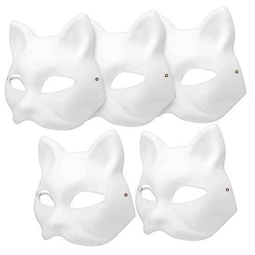 LALADEFIEE 5 Stk katze gesichtsmaske katzenmaske halloween masken mask Masken für Kunstprojekte faschings masken Katze maskiert Tiermaske Cosplay-Maske Therische Maske Papier von LALADEFIEE