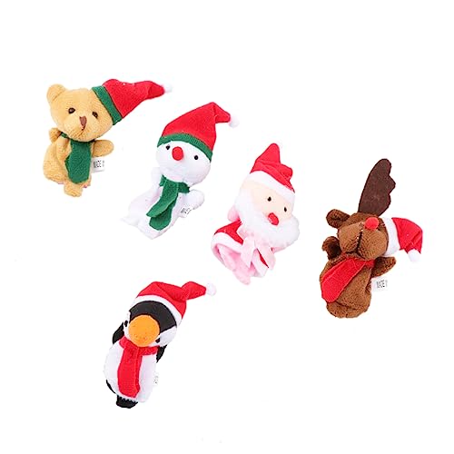 LALADEFIEE 5 Stück Weihnachts Fingerpuppen Set Weihnachtsmann Hirsch Schneemann Pädagogisches Handspielzeug Für Kinder Perfekt Für Kreative Spiele Und Festliche Aktivitäten von LALADEFIEE