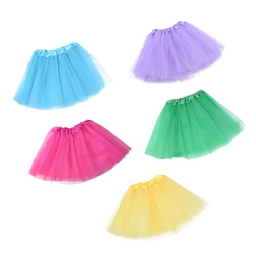 LALADEFIEE 5 Teile/Satz Kinder Mädchen Tutu Rock Kleid 3 Lagiger Tüll Tüllrock Für Kostüme Ideal Für Shows Partys Und Karneval Vielseitig Einsetzbar Und Farbenfroh von LALADEFIEE