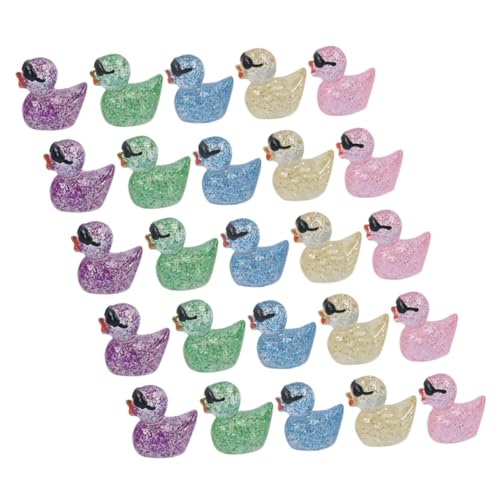 LALADEFIEE 50 Stück Mini-Enten-Sonnenbrille Mikro-Landschaftsente Mini-Entenfiguren Ente-Kuchen-Deckel Aquarium-Dekor Micro Kinder deko Tiere Figuren Toy Miniatur-Ente Mini-Dekor Harz von LALADEFIEE