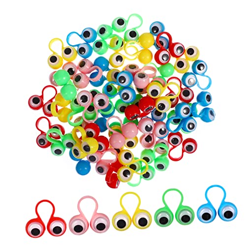 LALADEFIEE 50 Stück Pädagogisches Fingerspielzeug Mit Großen Augen Lustige Fingerringpuppen Gemischten Farben Für Kinder Ideal Oder Partyspielzeug von LALADEFIEE