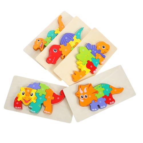 LALADEFIEE 5st Dinosaurier-Puzzle Kleinkindspielzeug -Puzzle Puzzle Formen Puzzle Für Kleinkinder Kinderpuzzle Buntes Puzzle Für Kinder Kleinkind-Puzzle Lernspielzeug Lernrätsel Holz von LALADEFIEE