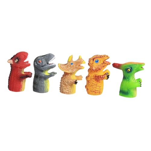 LALADEFIEE 5st Dinosaurier-fingerspielzeug Dinosaurier-fingerpuppen Zoofreunde Handpuppe Lustige Fingerpuppen Rollenspielhand Kopf Spielzeug Winzige Handtierfigur Tierische Handpuppe Plastik von LALADEFIEE