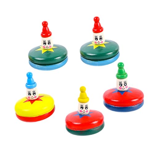 LALADEFIEE 5st Kleiner Hölzerner Kreisel Kinderspielzeug Holzkreisel Kleiner Kreisel Kleine Cartoon-gyro-spielzeuge Gyroskop Spielzeug Kreiselspielzeug Für Den Tisch Partygeschenke von LALADEFIEE