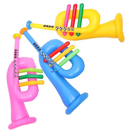 LALADEFIEE 6 STK Aufblasbares Musikinstrument Kleine Trompete Aufblasbare Gitarre Blasinstrumente Für Kinder Dekorationsspielzeug Lustiges Aufblasbares Instrument Kinderinstrumente PVC Yellow von LALADEFIEE