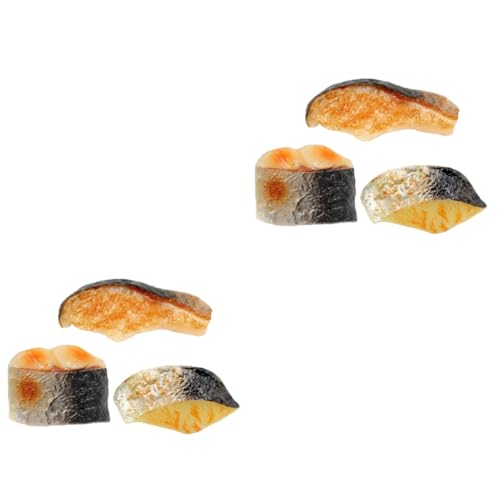 LALADEFIEE 6 STK Nachgemachte Fischnuggets gefälscht Lebensmittelspielzeug Esstisch Ornament für Home Decor wohnungseinrichtung realistisches Meeresfrüchtemodell Modelle aus PVC-Fischblöcken von LALADEFIEE