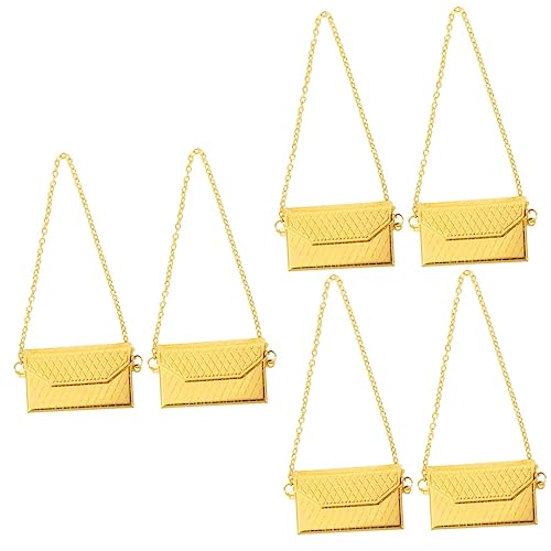 LALADEFIEE 6 STK Puppenhaus-Tasche Aus Metall Puppenkleidung Mini-puppenhaus Rucksack-geldbörse Für Frauen Mini-Rucksack Für Puppen Miniatur-umhängetasche Puppenhaus-Miniatur-Ornament Golden von LALADEFIEE