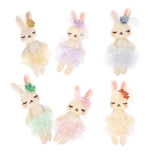 LALADEFIEE 6St Kaninchenpuppe Hasenpuppe selber Machen Hasenpuppen selber Machen DIY-Kaninchen-Ornament Osterhasen-Dekor Bunny hasenscheisse kawavy Kaninchen-Dekor Bekleidungsversorgung Stoff von LALADEFIEE