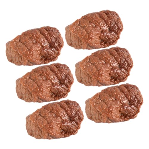 LALADEFIEE 6st Beef-Nugget-Modell Gefälschte Fleischstütze Falsches Fleisch Gefälschtes Essen Rindfleisch-Modell Künstliches Rindfleisch Simulationsfleisch Rinderblock-Modell Brown PVC von LALADEFIEE