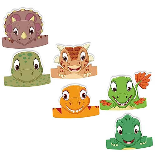 LALADEFIEE 6st Dinosaurier-geburtstagsmütze Kinderkronen Dinosaurier-hüte Stirnband-kronen Kinderferienhüte Partyhüte Für Kinder Krone Für Kinder Geburtstag Kopfbedeckung Kinder Dekor Papier von LALADEFIEE