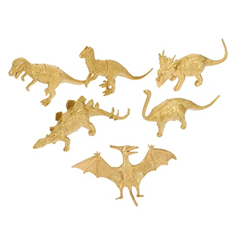 LALADEFIEE 6st Goldenes Dinosauriermodell Miniaturtiere Mini-Dinosaurier Goldene Dinosaurier-figurenspielzeuge Goldene Dinosaurier-kuchenaufsätze Dinosaurierstatue Bulk-Mini-Spielzeug Plastik von LALADEFIEE