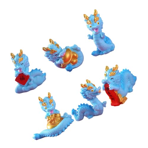 LALADEFIEE 6st Mini-Drachen-Ornamente Mini-drachenskulptur Drachen-Maskottchen-Puppe Chinesischer Drache Drachenfiguren Für Kinder Drachenfiguren Und Statuen Drachenstatue Miniatur Feng Harz von LALADEFIEE