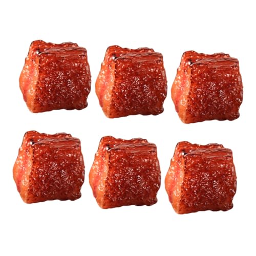 LALADEFIEE 6st Simulierte Rindernuggets Falsches Fleisch Rinderblock-Modell Gefälschtes Fleisch-lebensmittelmodell Fleischdekoration Dekoratives Lebensmittelmodell Küchenfleischmodell PVC von LALADEFIEE