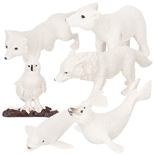 LALADEFIEE 6st Tiermodelle Für Den Winter Spielzeug Mini-meerestiere Nutztiere Für Kinder Miniaturen Mini-Dinosaurier Tierfiguren Kleine Spielsachen Minifiguren Miniaturtiere Abs von LALADEFIEE