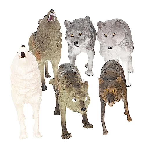 LALADEFIEE 7 Stück Winter Wolfsrudel Modell Kinderspielzeug Miniatur Spielzeug Mini Arktische Tiere Spielzeug Kleine Tierfiguren Spielzeug Spielzeug Für Kinder Spielzeug Für Kinder von LALADEFIEE