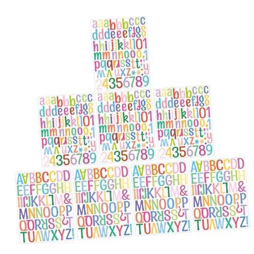 LALADEFIEE 8 Blätter Alphanumerische Aufkleber Dekorative Aufkleber Alphabet-Aufkleber DIY-Aufkleber Alphabet-zahlenaufkleber Selbstklebende Aufkleber Mülleimer Aufkleber Vinyl Colorful von LALADEFIEE