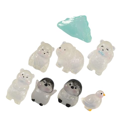 LALADEFIEE 8St Eisbärpuppe Pinguin Figur Tiere Figuren Little-People Kleine Figur Tierfiguren für Balkon deko winzige Tiere aus Harz leuchtende Tierstatue Miniatur-Tierfiguren Mini-Harztiere von LALADEFIEE