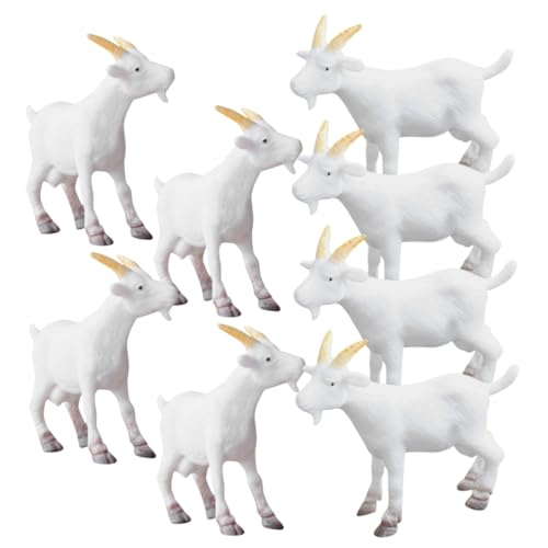 LALADEFIEE 8St Simuliertes Widdermodell Mini-Ziegenfiguren Schaf-Skulptur Puppenhaus Tierspielzeug Mini-Tierskulptur PVC Tierfiguren Weiße Ziegen Figur Cartoon-Ziegenmodelle Mini-Ziegen-Dekor von LALADEFIEE