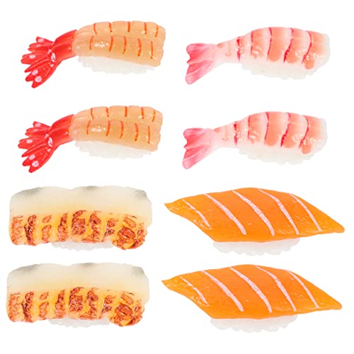 LALADEFIEE 8st Sushi-Simulation Sushi-Fotografie-Requisite Lebensechter Kunstreis Simuliertes Lebensmittelmodell Puppenhaus-Miniatur-Sushi Sushi-Probe Realistisches Sushi Sushi-Figuren PVC von LALADEFIEE