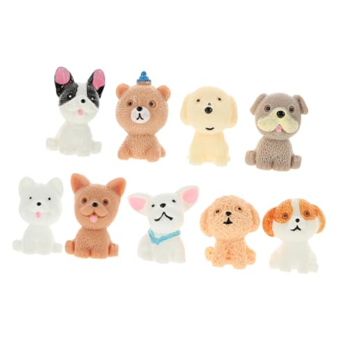 LALADEFIEE 9St Süßes Welpenmodell Dog Statue Welpen-Cupcake-Topper Hundefiguren Spielzeug Mikrolandschaftsornament realistisches Hundemodell Hund-Harz-Statue Hundestatue aus Harz Minifigur von LALADEFIEE