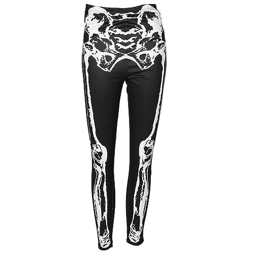 LALADEFIEE Damen Yogahose Mit Kürbis Spinnennetz Aufdruck Spinnennetz Leggings Knochen Leggings Halloween Yogahose Jumpsuits Für Damen Lässige Druckhose Milchseide Gebürstet von LALADEFIEE