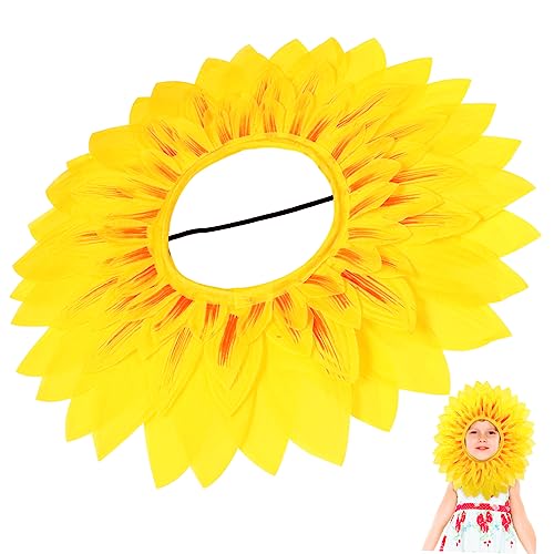 LALADEFIEE Dekorationszubehör für den Kindergarten Blumenhut Sonnenkostüm für Erwachsene Kopfbedeckung Kopfbedeckung Sonnenblumenhaube Partyzubehör Sonnenblumen-Gesichtsabdeckung Yellow von LALADEFIEE