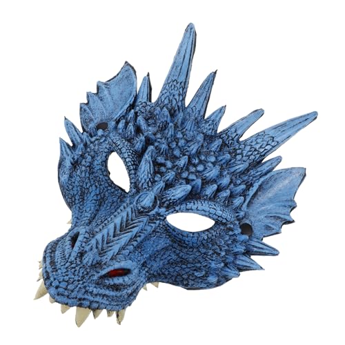 LALADEFIEE Drachenmaske Für Erwachsene Kostüm Requisite Blau Ideal Für Halloween Maskerade Cosplay Kostümpartys Und Karneval Verkleidungszubehör Für Auftritte von LALADEFIEE