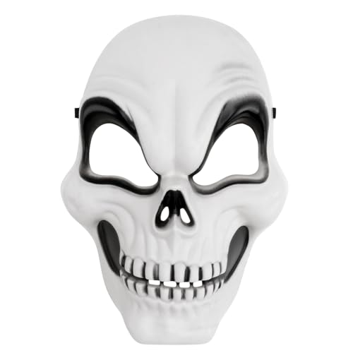 LALADEFIEE Halloween Maske Horror Skelett Maske Für Erwachsene Cosplay & Kostüm Party Dekoration Weiß Und Schwarz Realistische Optik Für Gruselige Auftritte von LALADEFIEE