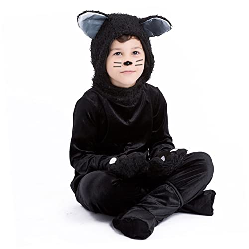 LALADEFIEE Lustige Katzen-cosplay-outfits für Jungen und Mädchen Halloween-rollenkostüm Größe Material von LALADEFIEE