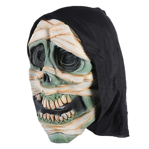 LALADEFIEE Halloween Schädel Kopf Muster Maske Für Herren Gruselige Gesichtsmaske Für Kostümpartys Und Halloween Events Schrecklicher Look Für Eine Furchteinflößende Atmosphäre von LALADEFIEE