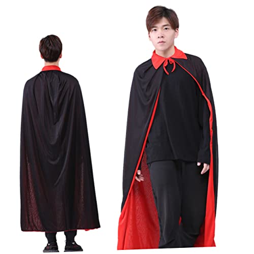 LALADEFIEE Halloween Umhang Kostüm Unisex Lange Kapuze Cosplay Zubehör Für Erwachsene Schwarz Und Rot Ideal Für Halloween Karneval Und Fasching von LALADEFIEE