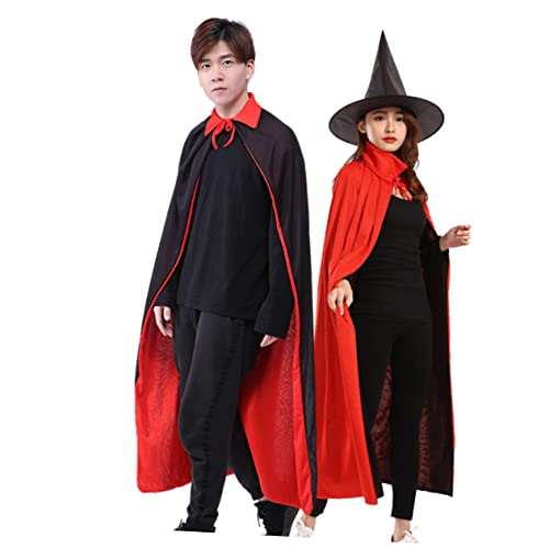 LALADEFIEE 2 stück Schwarz Rot Cape Kostüme Erwachsene Halloween Vampire Cosplay Cape Hut Party Zubehör von LALADEFIEE