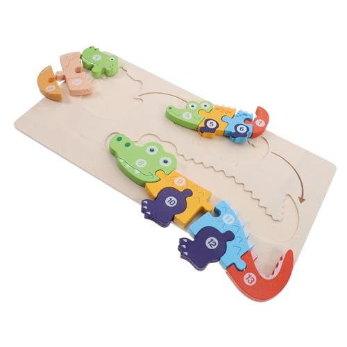 LALADEFIEE Hölzernes Kinderpuzzle Kleinkindspielzeug Kinderdinosaurierpuzzle Kleinkindspielzeug Puzzlebrett Kinderspielzeug Blockpuzzle Für Kleinkinder Kinderbausteine Babyspielzeug von LALADEFIEE