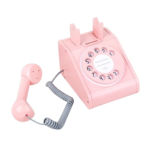 LALADEFIEE Holztelefon Simuliertes Retro Telefon Für Pädagogisches Zur Der Kommunikationsfähigkeiten Pink Ideal Für Und Spiel Im Kindergarten von LALADEFIEE