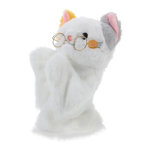 LALADEFIEE Interaktives Katzenspielzeug Handpuppe Katze Plüsch-katzenspielzeug Kuscheltier Hase Aus Plüsch Rollenspielpuppe Katzenpuppe Tiere Handpuppe Lernspielzeug Tiere Marionette Weiß Abs von LALADEFIEE