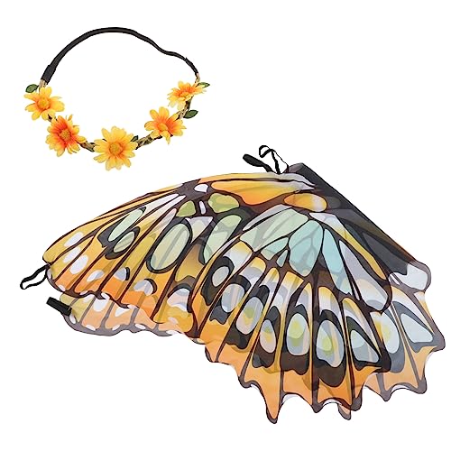 LALADEFIEE Kinder Schmetterling Flügelumhang Schmetterling Kostüm Halloween Partyzubehör Kinder Schal mit Feen Schmetterlingsflügeln Schmetterling Kostümzubehör Kinder Schmetterlingsflügel von LALADEFIEE