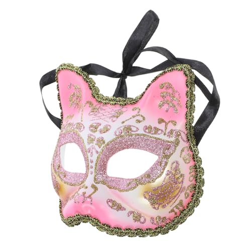 LALADEFIEE Maske Katze Cosplay Dekorativ Halloween Partyzubehör Partygeschenk Plastik Rosa von LALADEFIEE