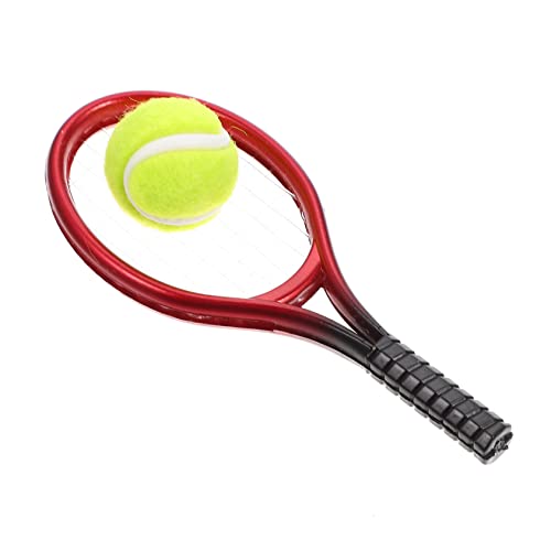 LALADEFIEE Mini Tennisschläger Set Für Puppenhaus Tennismodell Ornament Foto Requisite 1 Set Mini Tennis Accessoires von LALADEFIEE