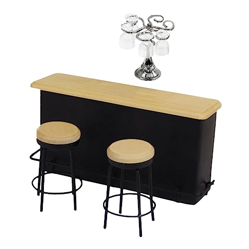 LALADEFIEE Miniatur Bar Theken Set mit Mini Weingläsern und Barhockern Detailreiches Puppenhaus Zubehör Silberner Becherhalter Miniatur Modellmöbel für Puppenhäuser und Sammlungen LALADEFIEE Miniatur Bar Theken Set mit Mini Weingläsern und Barhockern Detailreiches Puppenhaus Zubehör Silberner Becherhalter Miniatur Modellmöbel für Puppenhäuser und Sammlungen von LALADEFIEE