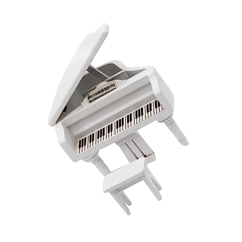 LALADEFIEE Miniatur Klavier Modell Mit Hocker Für Puppenhaus Simuliertes Taschenflügel Arrangement Weiß Ideal Puppenhaus Zubehör Und Dekoration Für Kreative Spielwelten von LALADEFIEE